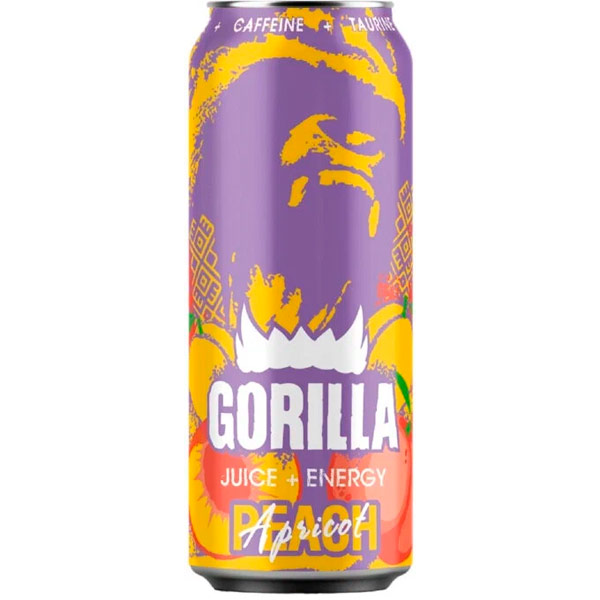 Энергетический напиток Gorilla Персик-Абрикос 0,45 литра, ж/б, 24 шт. в уп.