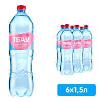 Вода Тбау детская 1.5 литра, без газа, пэт, 6 шт. в уп. 