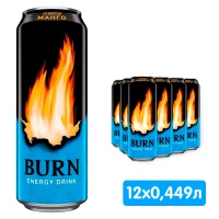 Энергетический напиток Burn Манго 0.449 литра, ж/б, 12 шт. в уп.