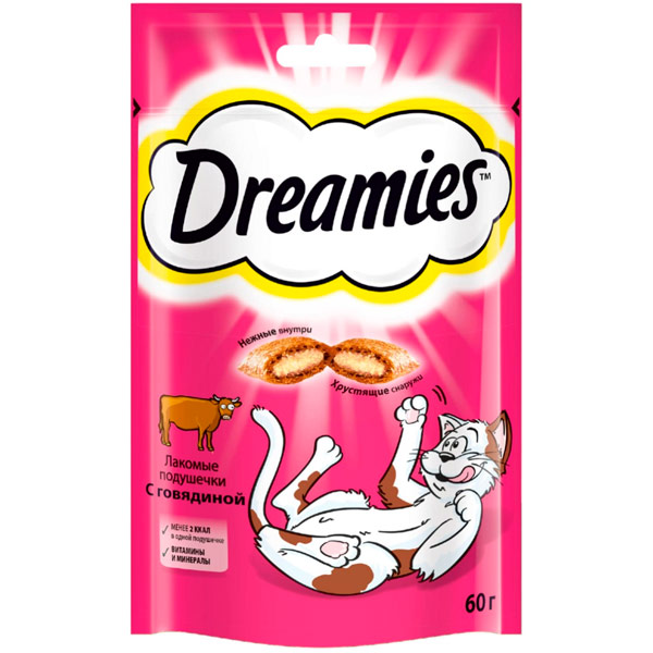 Лакомство Dreamies подушечки для кошек с говядиной 60 гр