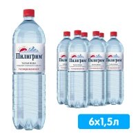 Вода Пилигрим 1.5 литра, газ, пэт, 6 шт. в уп.