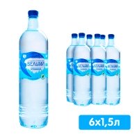 Вода Вельми 1.5 литра, без газа, пэт, 6 шт. в уп.