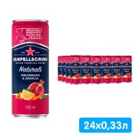 Напиток San Pellegrino Melograno e Arancia гранат и апельсин 0.33 литра, газ, ж/б, 24 шт. в уп.