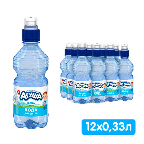 Вода Агуша 0.33 литра, без газа, пэт, 12 шт. в уп.
