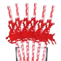 Трубочки для напитков Fiolento Зима бумажные красные 19.5 см 6 шт. в уп.