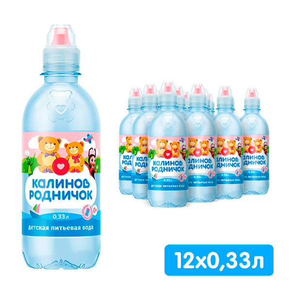 Вода Калинов Родничок детская спорт 033 литра без газа пэт 12 шт в уп 610₽