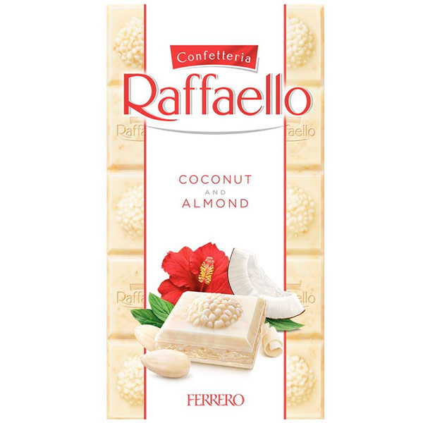 Шоколад Raffaello белый с кокосовой стружкой и миндалём 90 гр