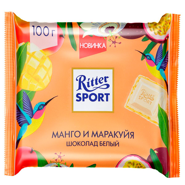 Шоколад Ritter Sport белый манго и маракуйя 100 гр