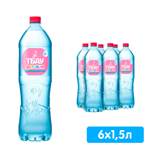 Вода Тбау детская 1.5 литра, без газа, пэт, 6 шт. в уп.
