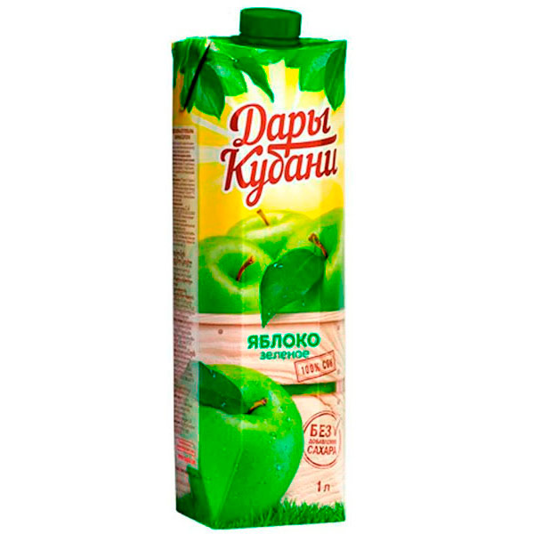 Сок Дары Кубани зеленое яблоко 1 литр