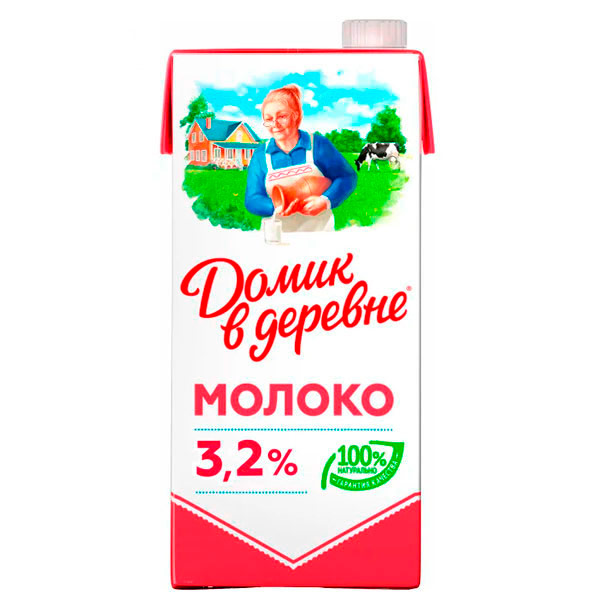 Молоко Домик в деревне 3,2% БЗМЖ 0,95 литра