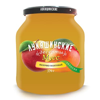 Мусс Лукашинские десерты яблочно-манговый экзотик 370 гр