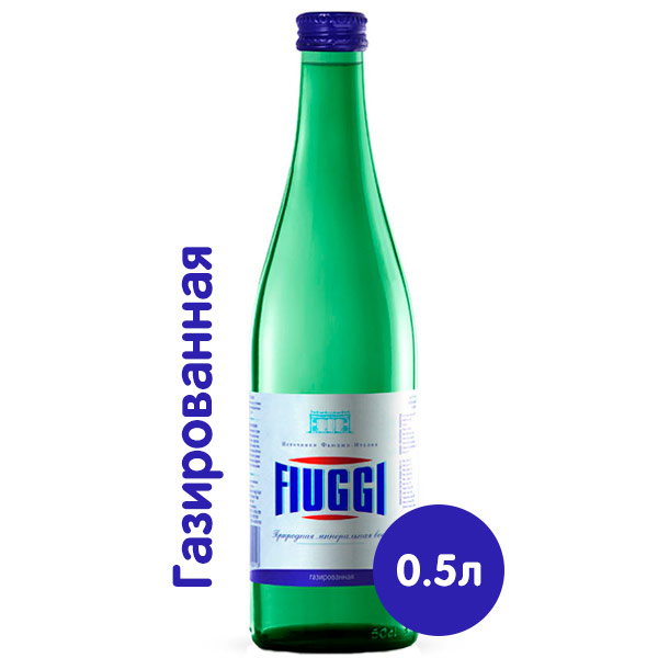 Вода Fiuggi Vivace 0,5 литра, газ, стекло, 24 шт. в уп.