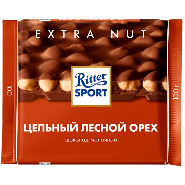 Шоколад Ritter Sport молочный с цельным лесным орехом 100 гр