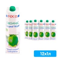 Кокосовая органическая вода натуральная Foco 1 литр, без газа, тетра-пак, 12 шт. в уп.