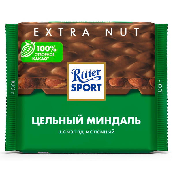 Шоколад Ritter Sport молочный с цельным миндалем 100 гр