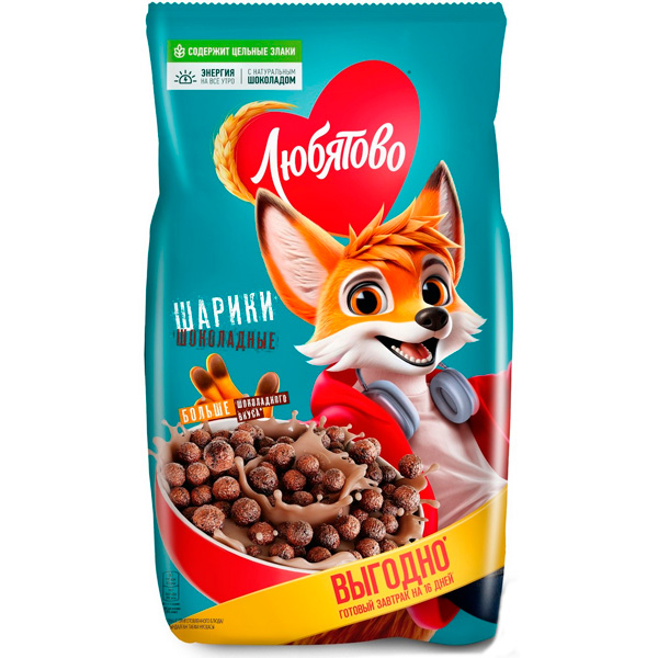 Готовый завтрак Любятово шарики шоколадные 500 гр 425₽