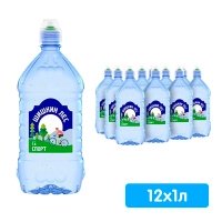 Вода Шишкин лес 1 литр, спорт, без газа, пэт, 12 шт. в уп.