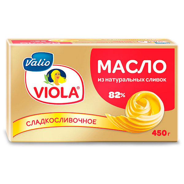 Масло Valio Viola сладкосливочное БЗМЖ 82% 450 гр