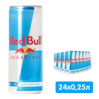 Энергетический напиток Red Bull / Ред Булл без сахара 0.25 литра, ж/б, 24 шт. в уп.