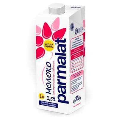 Молоко Parmalat 3,5% БЗМЖ 1 литр, 12 шт. в уп