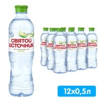 Вода Святой Источник со вкусом яблока 0.5 литра, без газа, пэт, 12 шт. в уп.