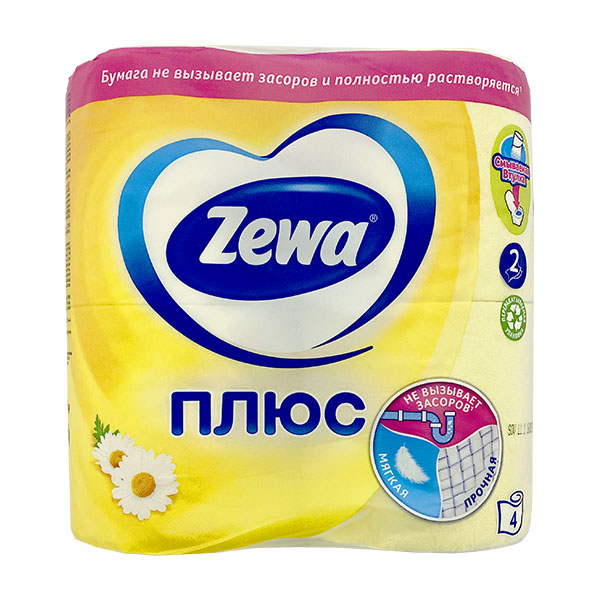 Туалетная бумага Zewa Плюс (ромашка) 2 слоя (4шт.)