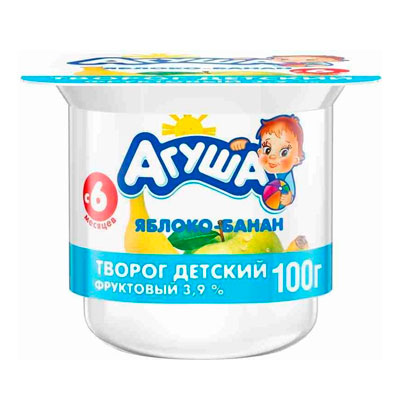 Творог Агуша яблоко/банан 3,9% БЗМЖ 100 гр