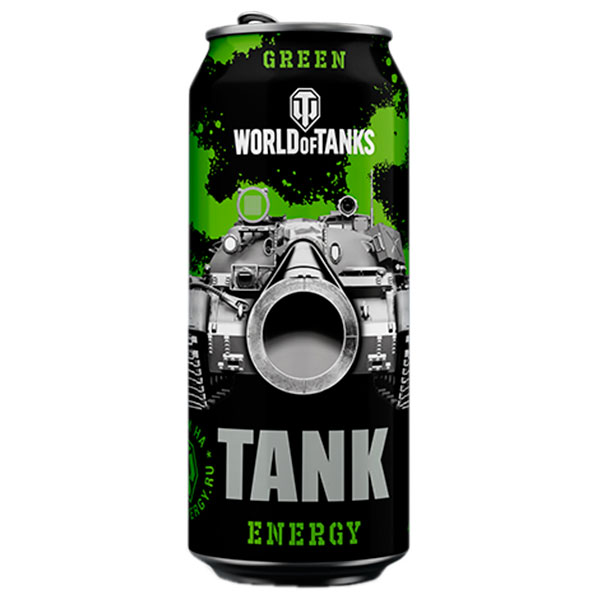 Энергетический напиток Tank World of Tanks Green 0.45 литра, ж/б, 12 шт. в уп.