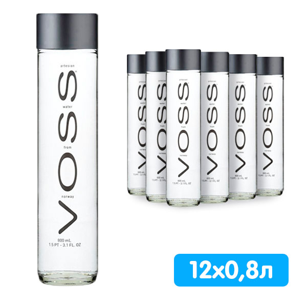 Вода Voss / Восс 0.8 литра, без газа, стекло, 12 шт. в уп.