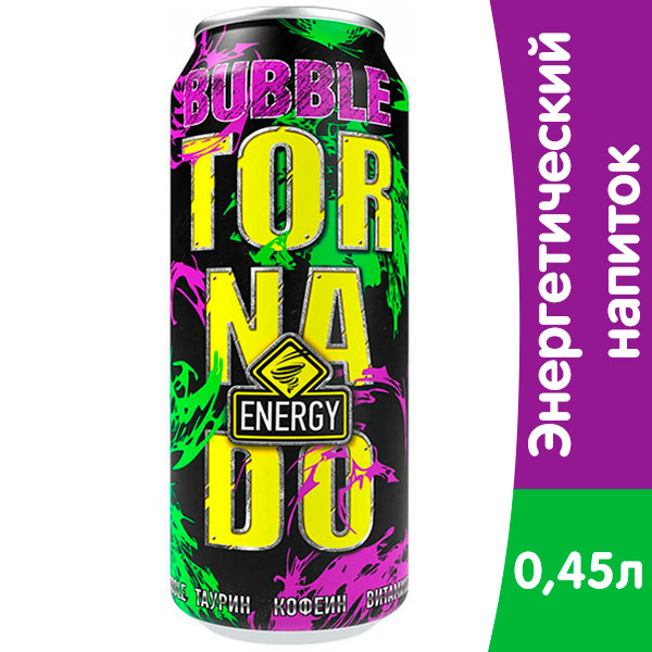 Энергетический напиток Tornado Energy Bubble ж/б, 0,45 литра, 12 шт. в уп.