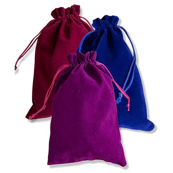 Мешочек для хранения бархат бордовый, синий, пурпурный 14х20 см, 3 шт. в уп