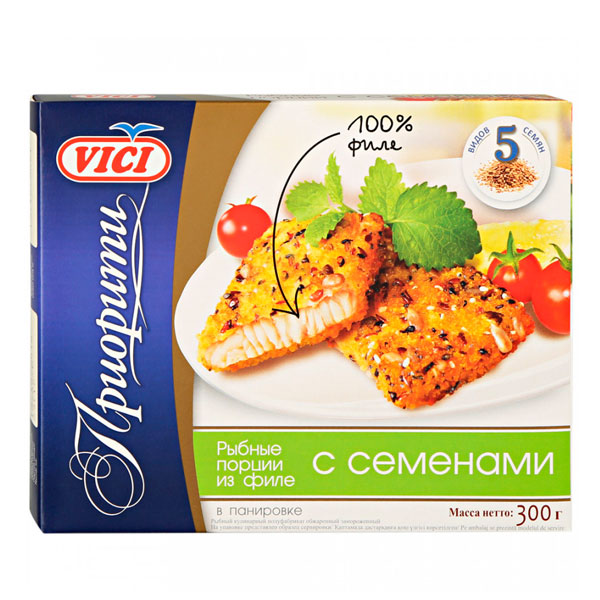 Филе рыбное VICI в панировке с семенами заморож 300г (1)