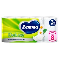 Туалетная бумага Zemma Deluxe Ромашка 3 слоя (8шт)