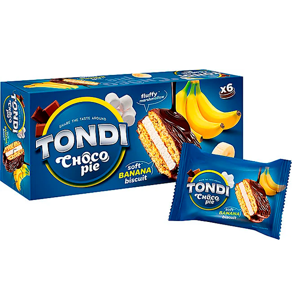 Пирожное Tondi Choco Pie банановый 6 шт, 180 гр