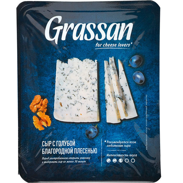 Сыр Grassan мягкий с голубой плесенью 50%, БЗМЖ, 100 гр
