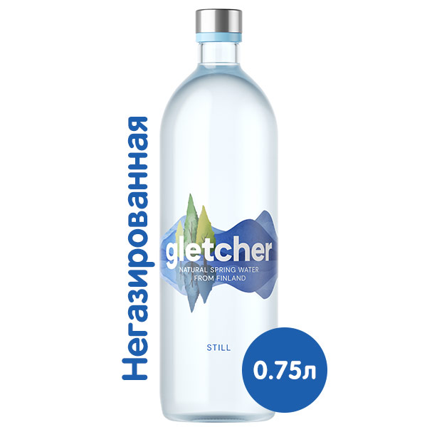 Вода Gletcher родниковая 0.75 литра, без газа, стекло, 6 шт. в уп.