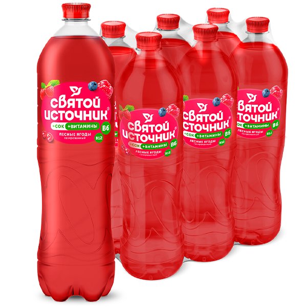 Святой Источник со вкусом лесных ягод, газ, пэт, 1.5 литра, 6 шт. в уп.