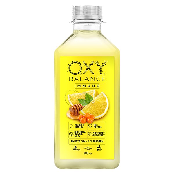 Oxy Balance Immuno облепиха, лимон, мёд 0.4 литра, пэт, 9 шт. в уп.