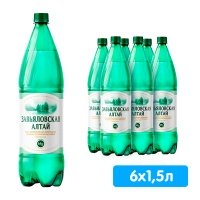 Вода Завьяловская Алтай Mg 1,5 литра, газ, пэт,  6 шт. в уп.