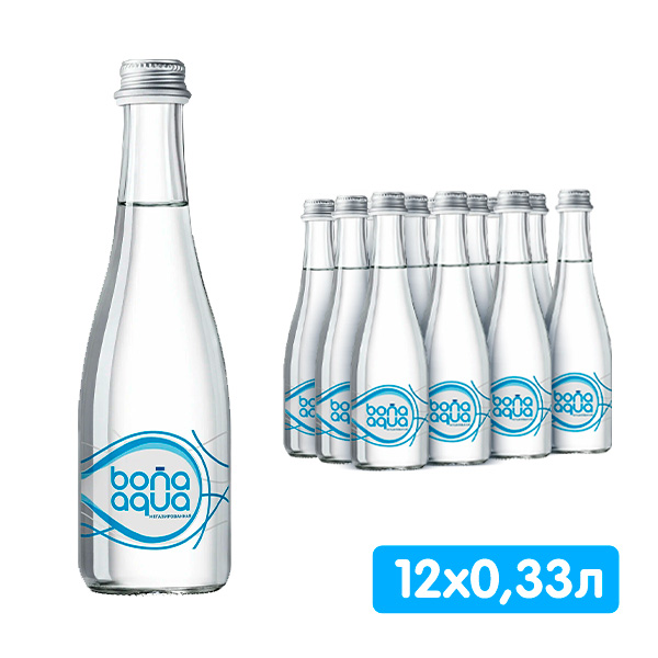 Вода Bona Aqua 0.33 литра, без газа, стекло, 12 шт. в уп