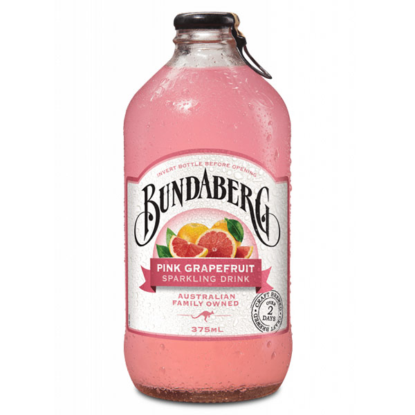 Лимонад Bundaberg Pink Grapefruit розовый грейпфрут 0.375 литра, газ, стекло, 12 шт. в уп.