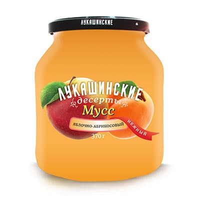 Мусс Лукашинские десерты яблочно-абрикосовый Нежный 370 гр