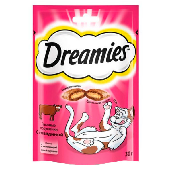 Лакомство Dreamies подушечки для кошек с говядиной 30 гр