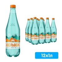 Вода Эдельвейс 1 литр, газ, пэт, 12 шт. в уп.