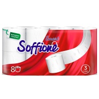 Туалетная бумага Soffione Smart белая 3х-слойная (8 шт)