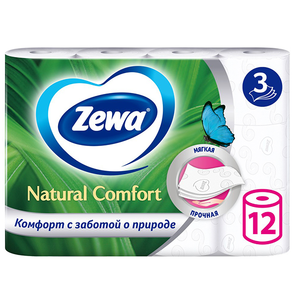 Туалетная бумага Zemma Natural Comfort 3 слоя (12 шт)