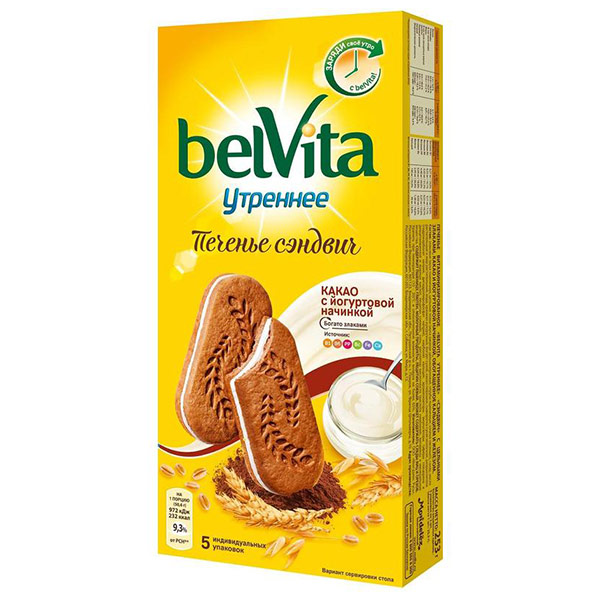 Печенье belVita утреннее с какао и йогуртом 253 гр