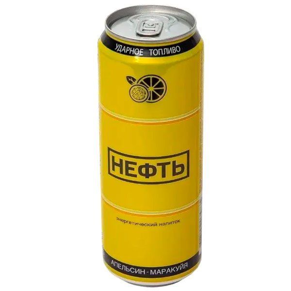 Энергетический напиток Нефть (Neft) Апельсин-Маракуйя 0.5 литра, ж/б, 12 шт. в уп.