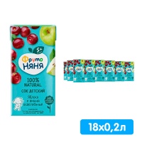 Нектар ФрутоНяня яблоко-вишня осветлённый 0.2 литра, 18 шт. в уп.